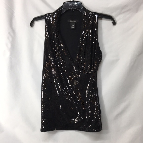 White House Black Market Tops - White House Black Market Women’s Black Sleeveless Sequins Top Size XXS Like-NEW